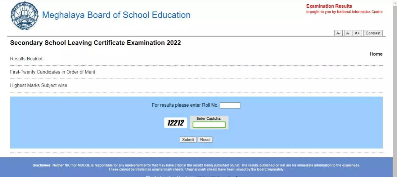 Megresults Nic In Sslc Hsslc Arts Declared Check Meghalaya