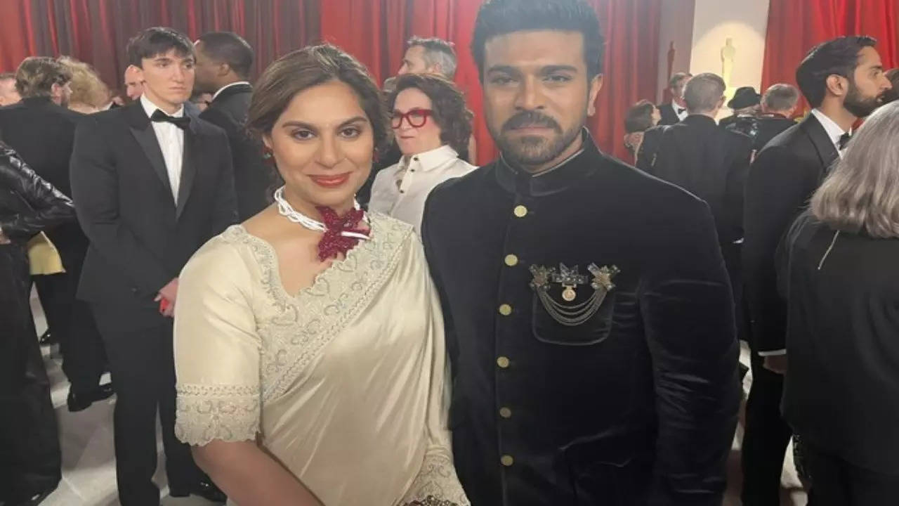 Oscars 2023 RRR S Ram Charan Graces Red Carpet With Pregnant Wife