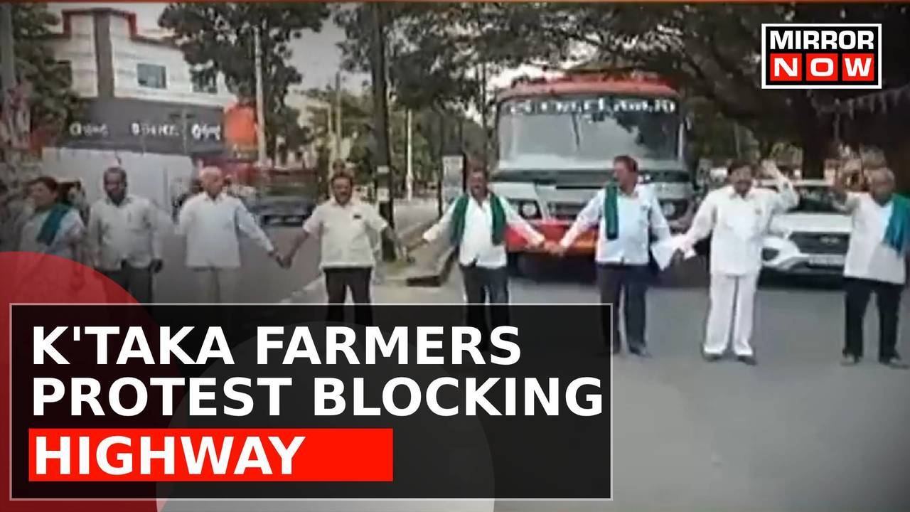 K Taka Farmers Protest Block Bengaluru Mysuru Highway Against Cauvery