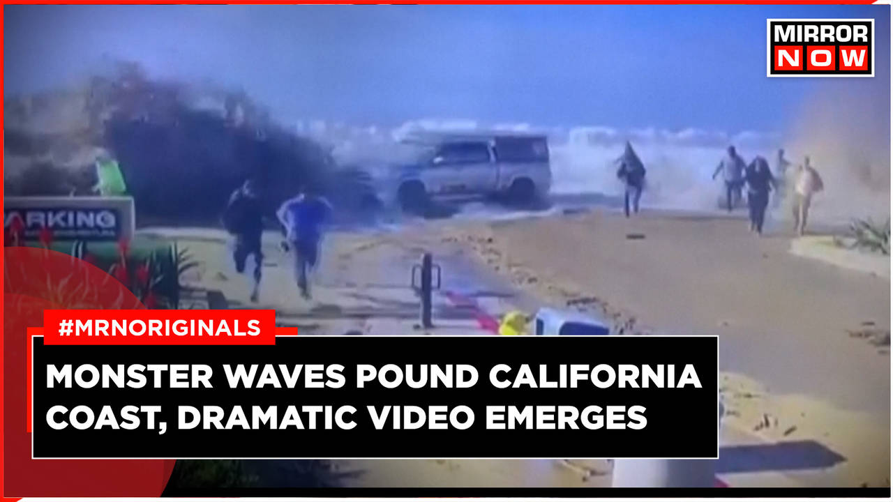 Dramatic Video Huge Wave Slams Into California Street People