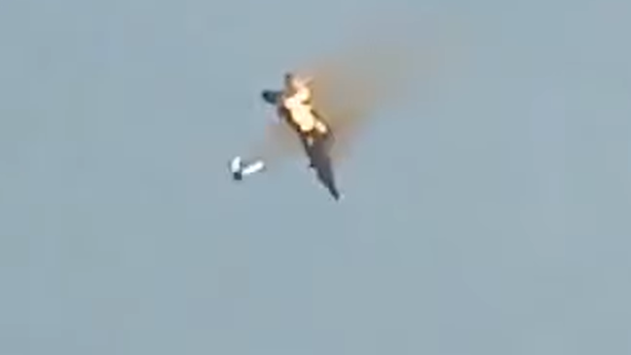 Fighter Jet Nosedives Crashes After Catching Fire Mid Air As Pilot