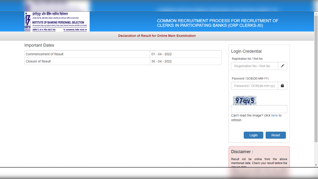 Ibps Clerk Results Mains Exam Result Declared On Ibps In Direct