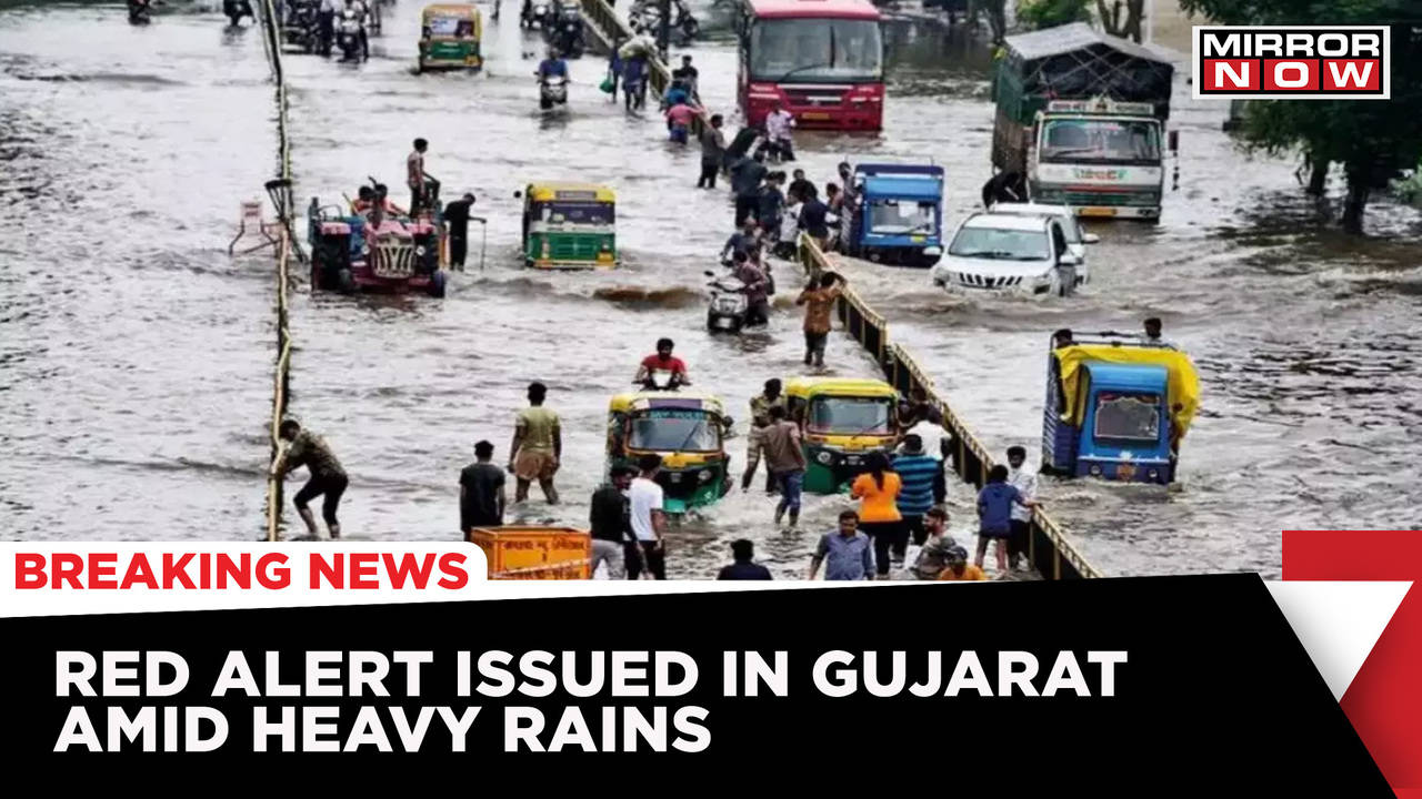 Red Alert Issued In Gujarat Amid Heavy Rains Flood Claims 43 Lives