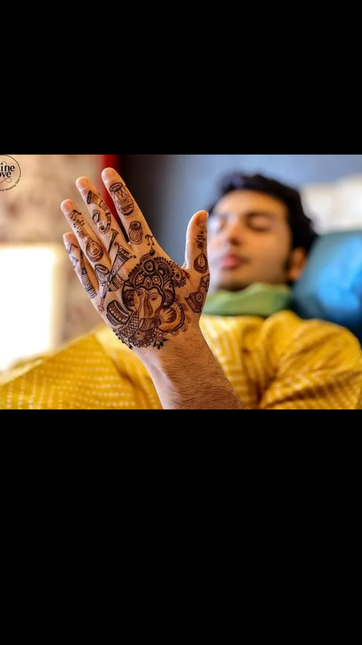 Wedding mehndi design for men/gents - Groom henna design | दूल्हे की मेहंदी  डिजाइन | Dulhe ki mehndi - YouTube