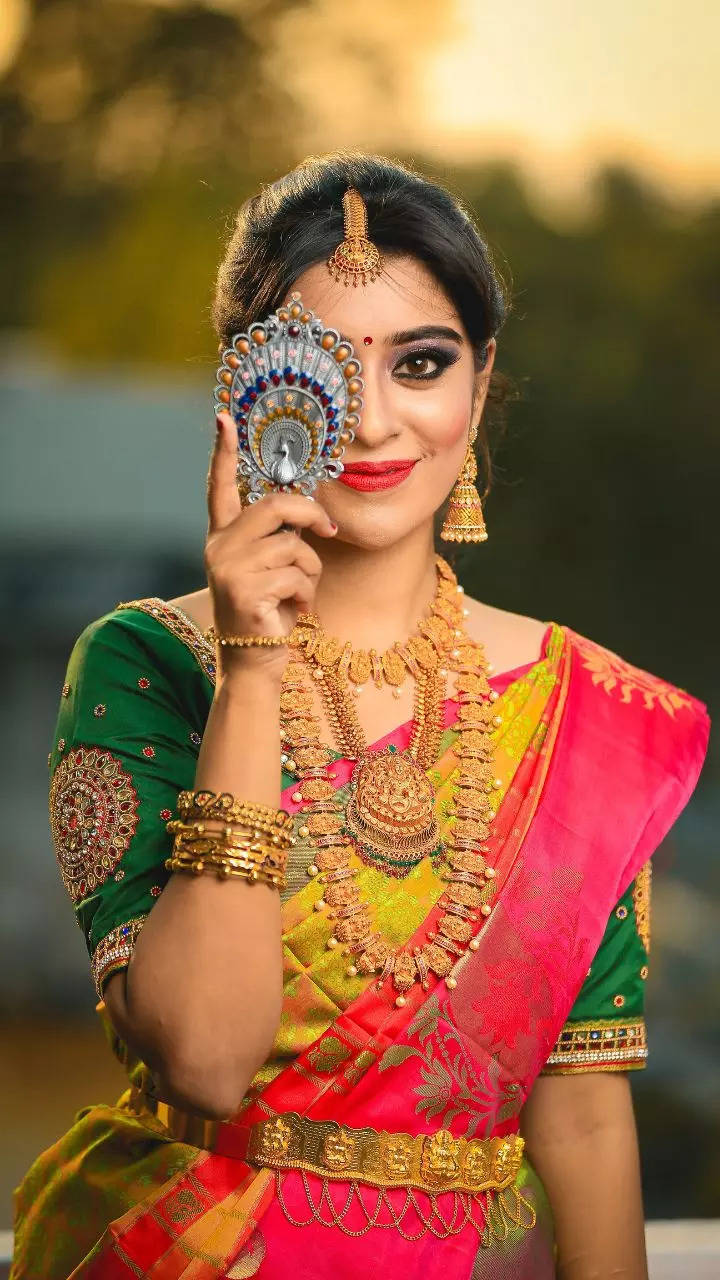 Buy ZECVA Women's Kanjivaram Banarasi Traditional Silk South Indian Style  Saree With Un-stitched Blouse Piece | Orange Silver Golden at Amazon.in