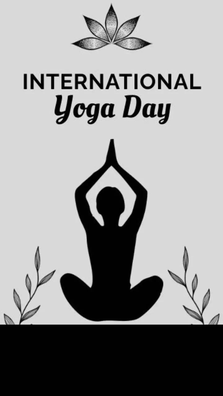 black and white yoga day vector stock images