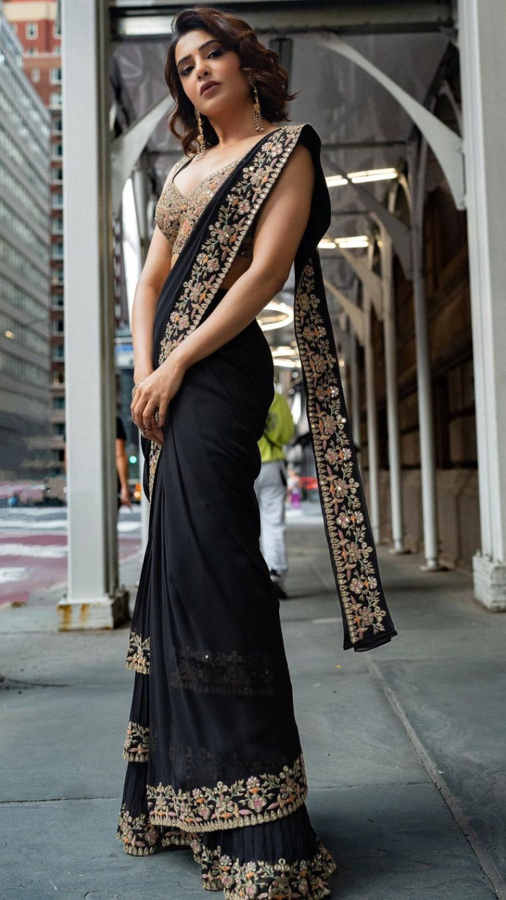 Samantha Ruth Prabhu Makes NYC Her Runway In Rs 1,38,000 Saree Blouse  Design