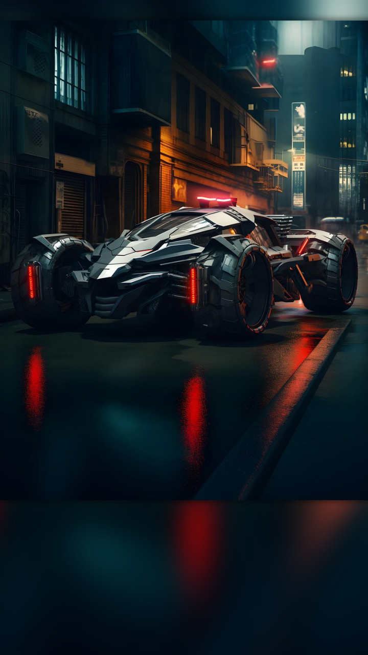 Batman Wallpaper 4K, Cyberpunk, Batmobile, Neon