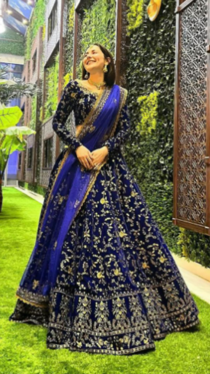 Buy Navy Blue Satin Silk Designer Lehenga Choli Online : 123134 -