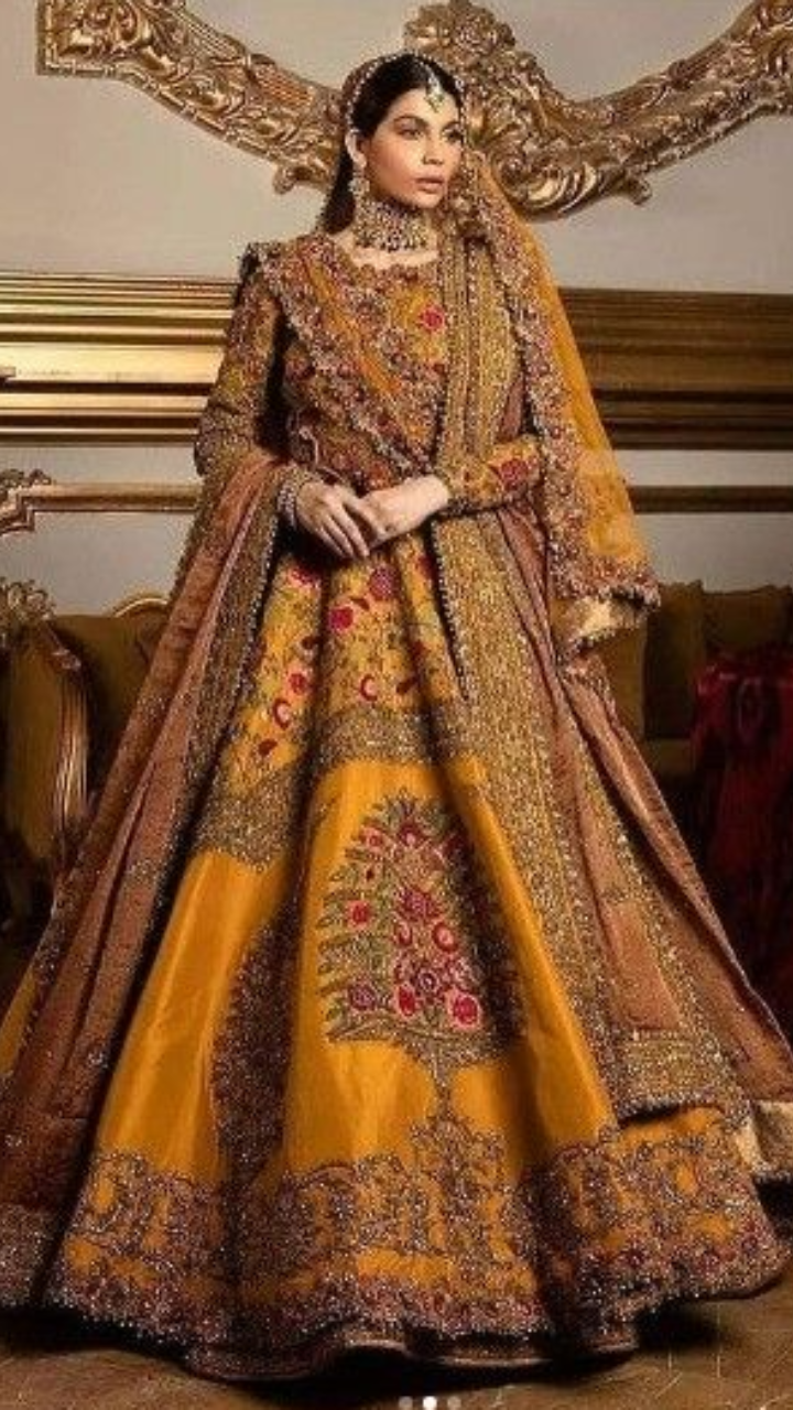 Wedding Designer Lehenga With Heavy Embroidery in Gold