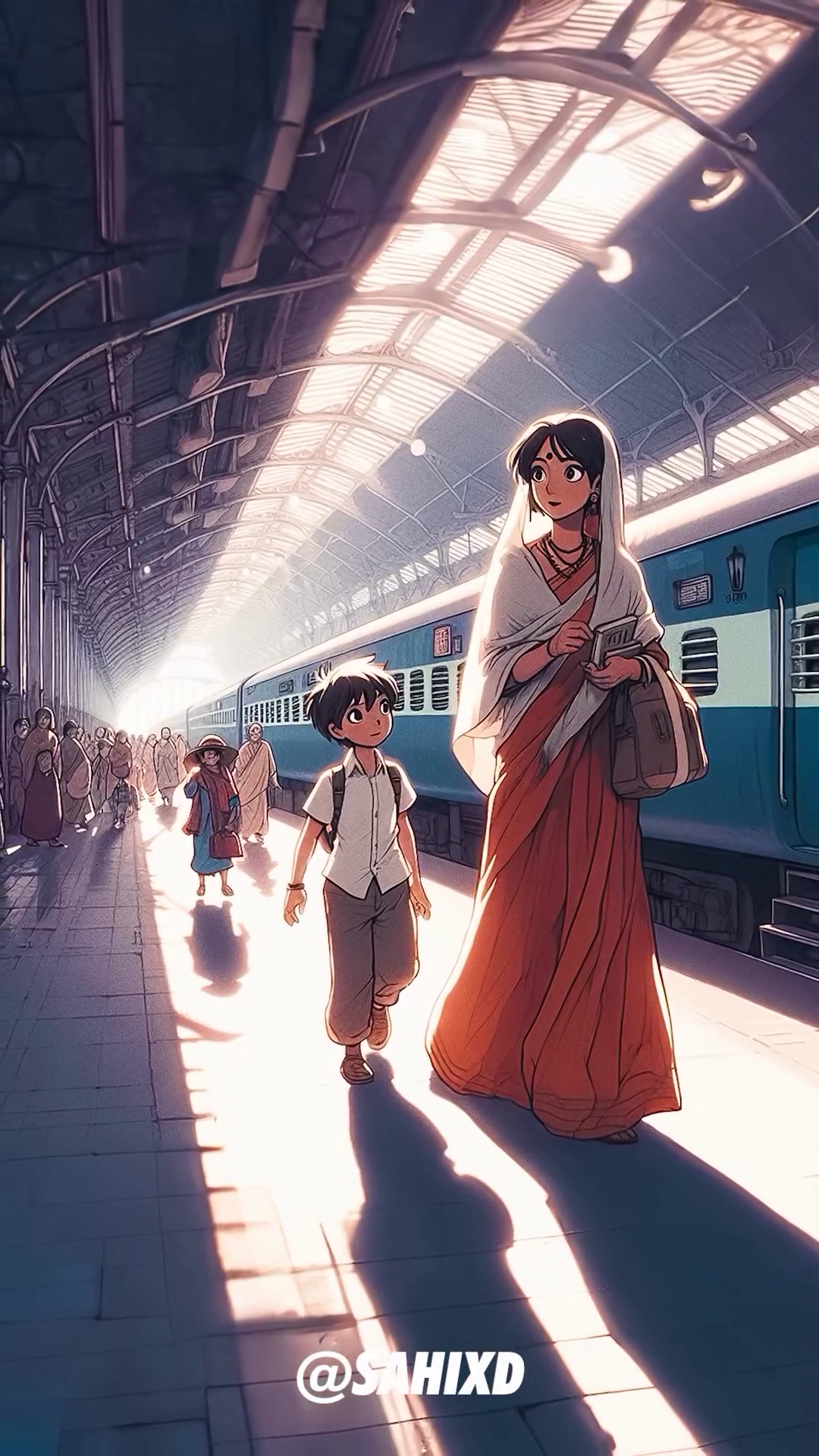 train-station-anime-girl-scenic-sky-clouds-suitcase-anime | Anime scenery,  Anime art fantasy, Fantasy landscape