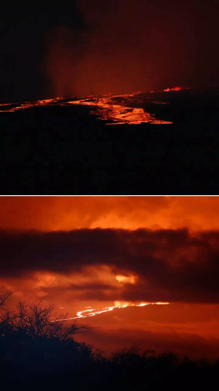 River Of Lava Red Sky World S Largest Active Volcano Erupts Times Now