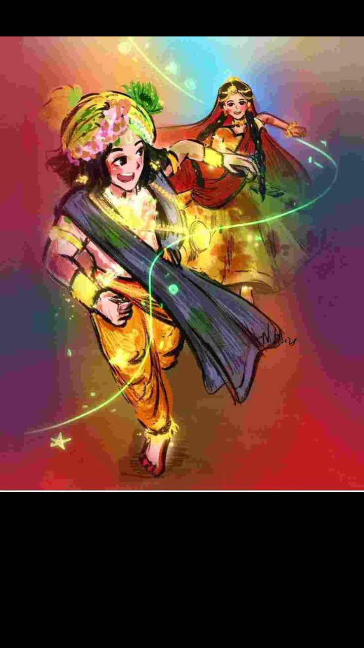 Blackout Window Curtain Radha Krishna playing Holi - PIXERS.US