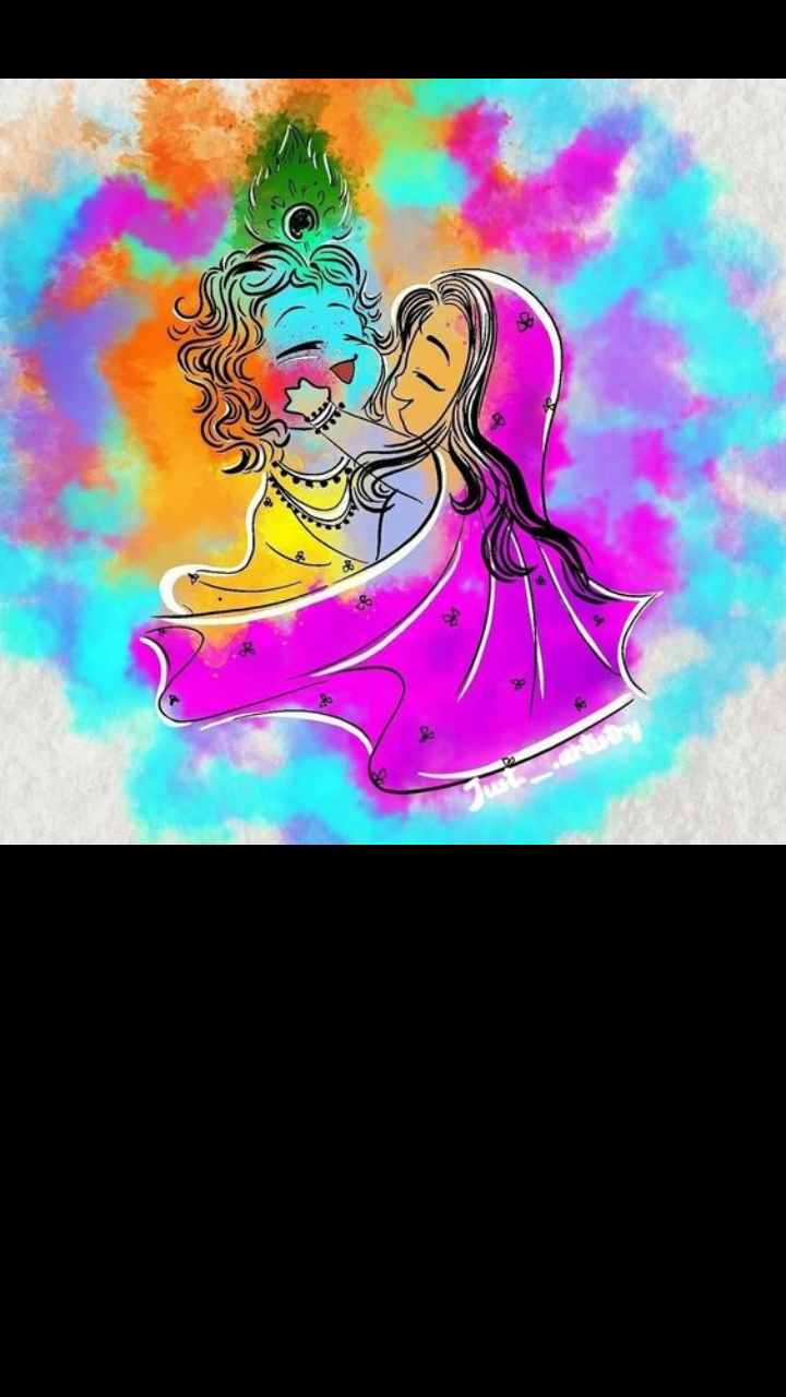 Radha Krishna Playing Holi Drawing, How to Draw Holi Festival with Radha  Krishna, होली का आसान चित्र - YouTube