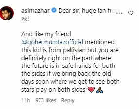 Asim Azhar Comment