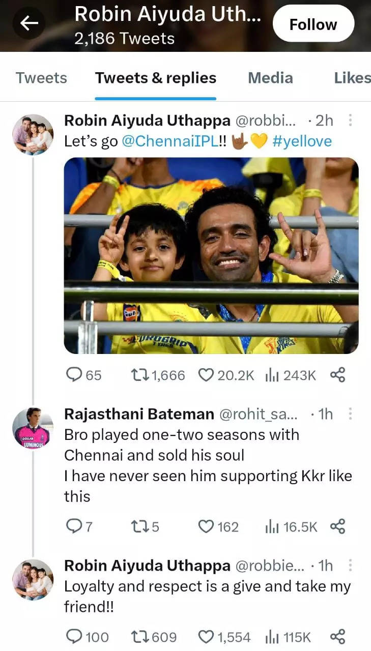 Ipl Loyalty And Respect Is A Give And Take Robin Uthappa Takes Dig At Kkr After Fan