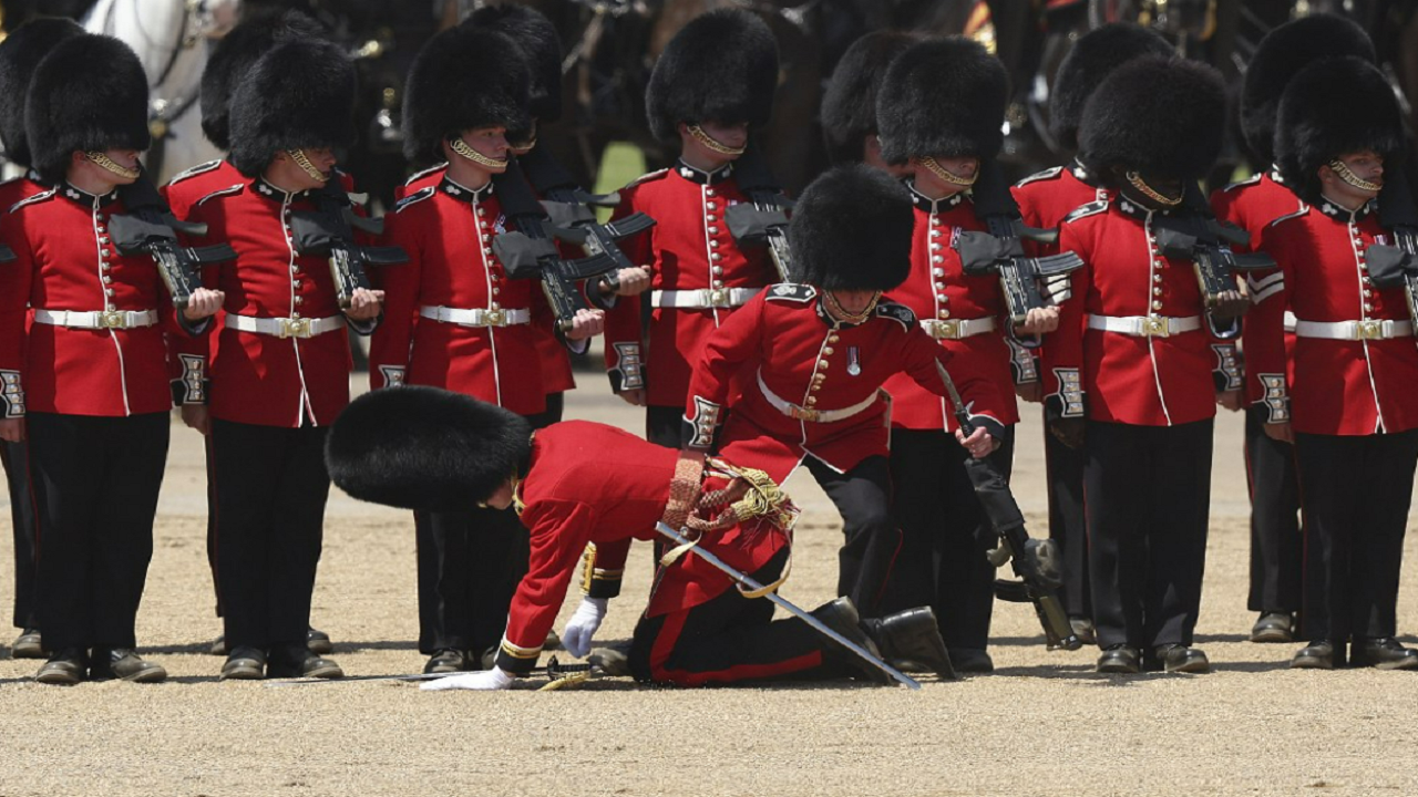 British Soldiers Faint In Front OF Prince William