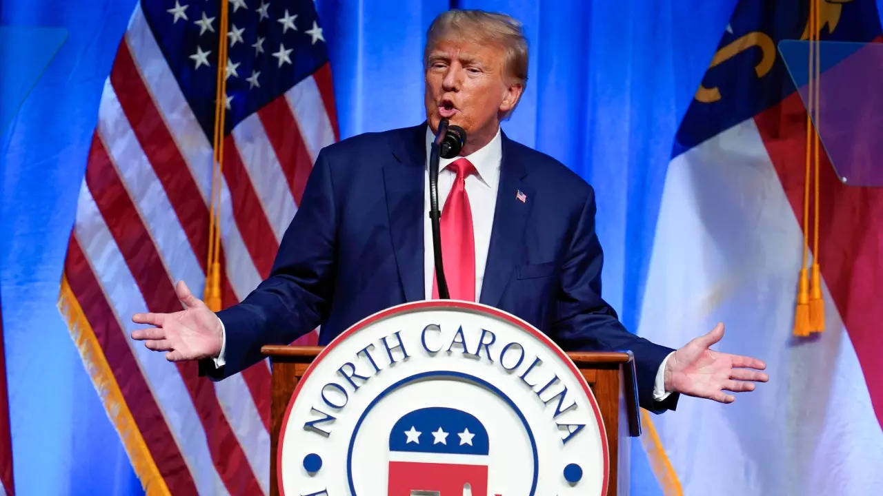 Former President Donald Trump speaks during the North Carolina Republican Party Convention