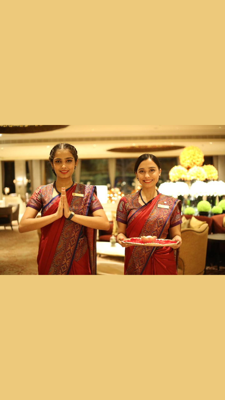 The ladies in traditional dress will welcome the guests at Taj Palace Delhi 