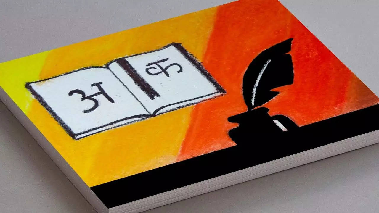 Hindi Diwas Drawing Easy, Hindi Diwas Poster Drawing With Oil Pastel Ste...  | Poster drawing, Soft pastels drawing, Easy drawings