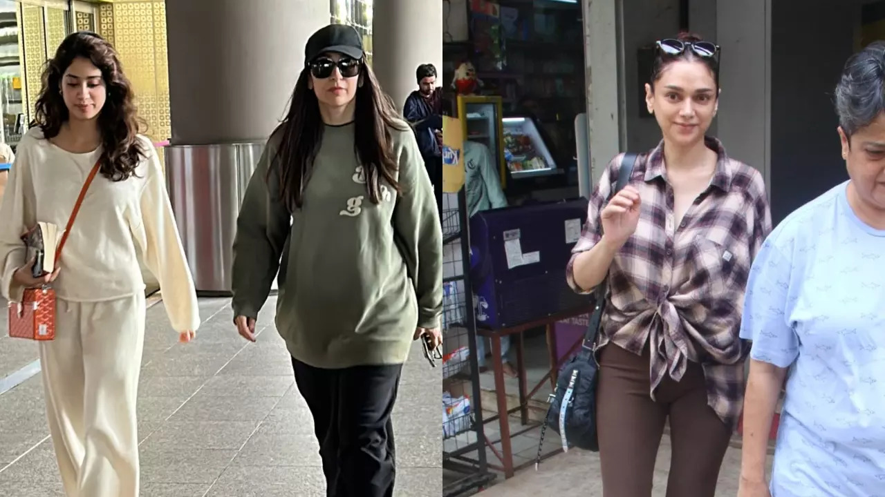 ZoomIn Janhvi Kapoor Karisma Kapoor Aditya Rao Hydari And Others PAPPED In Mumbai