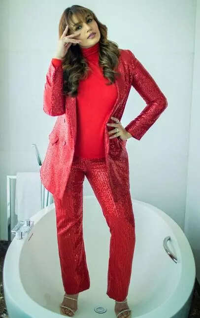 Huma Qureshi stuns in an all-red ensemble Pic Credit Pinterest