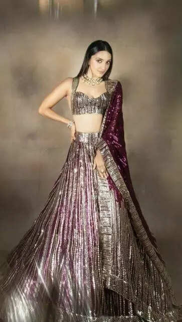 Kiara Advani in a metallic lehenga outfit Pic Credit Pinterest