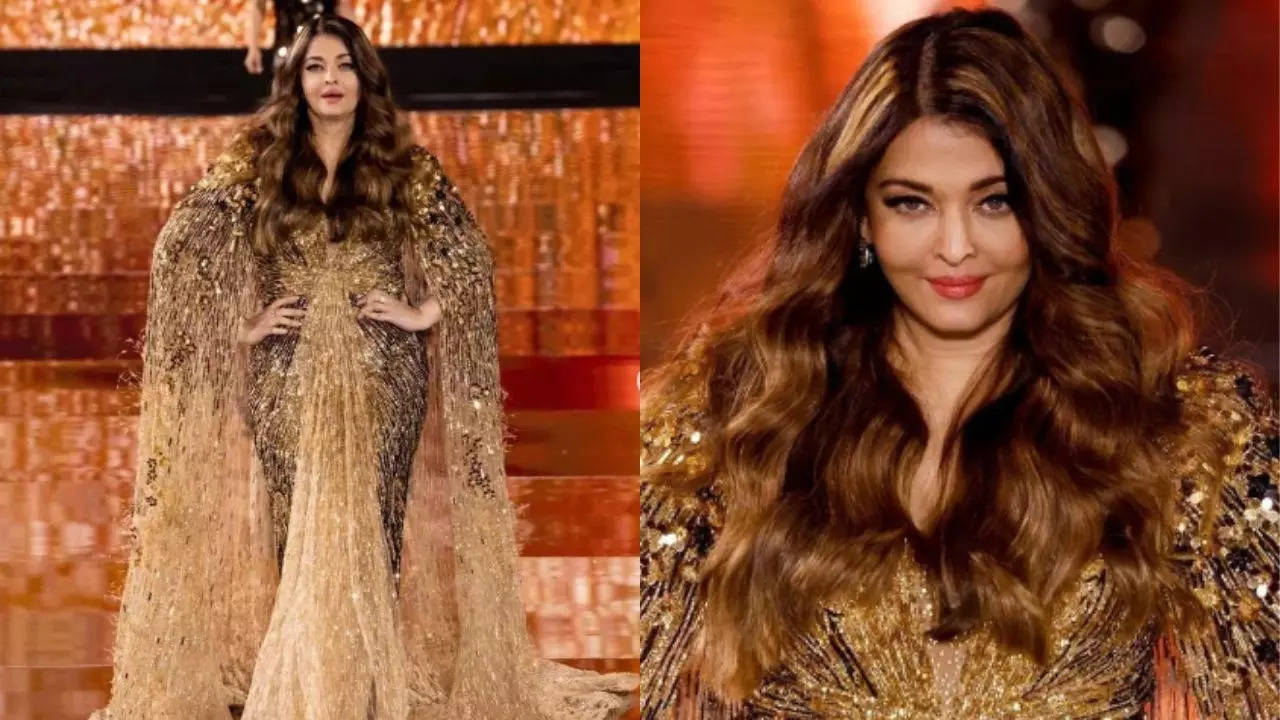 Aishwarya Rai Drips In Gold As She Powerfully Struts Across Runway