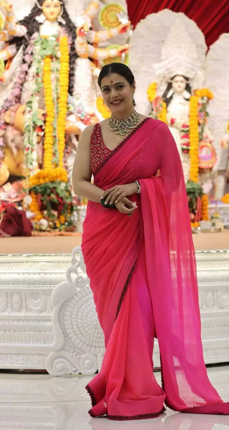 Kajols Elegant Pink Saree 