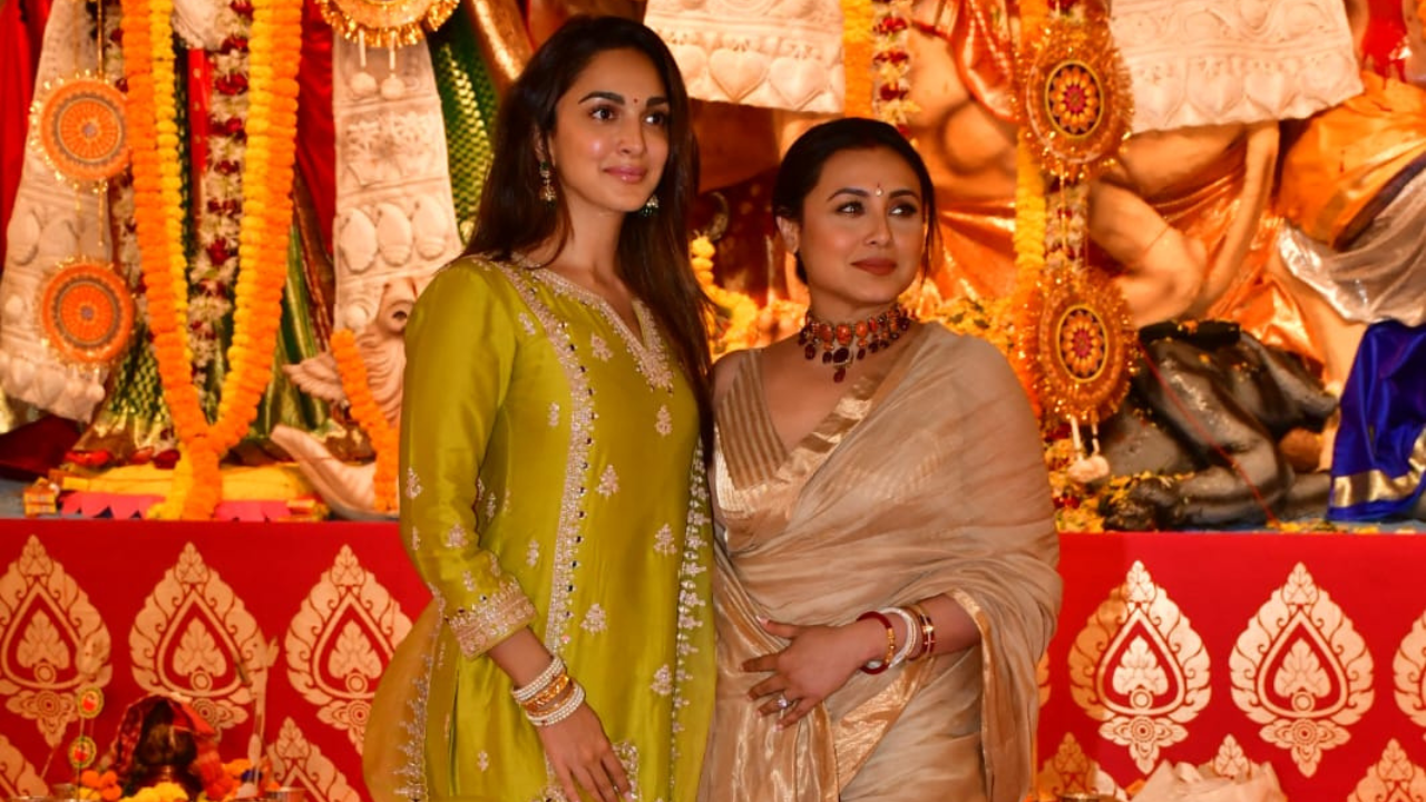 Kiara Advani Rani Mukerji And More Arrive At Mumbai Durga Puja Pandal In Style