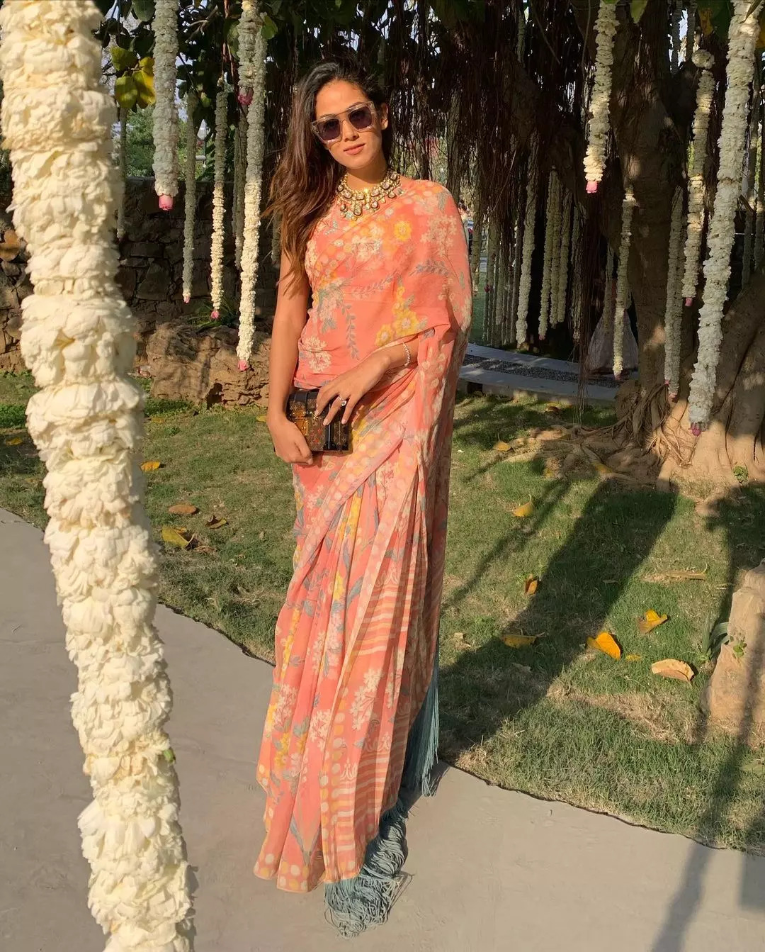 A printed saree like this one can be styled in so many ways 