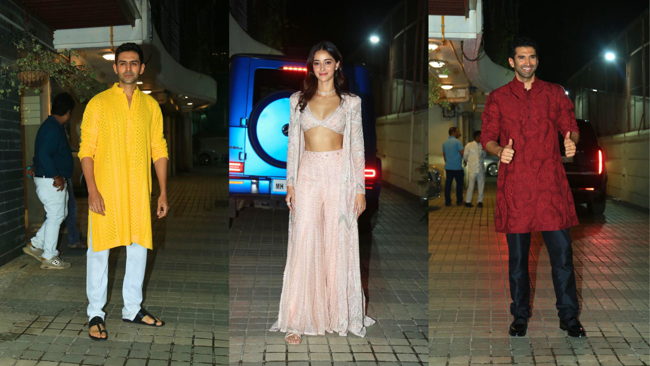 ZoomIn Kartik Aaryan Ananya Panday Aditya Roy Kapur Karan Johar And Other Celebrities Make A Fashionable Appearance Get Papped By The Shutterbugs