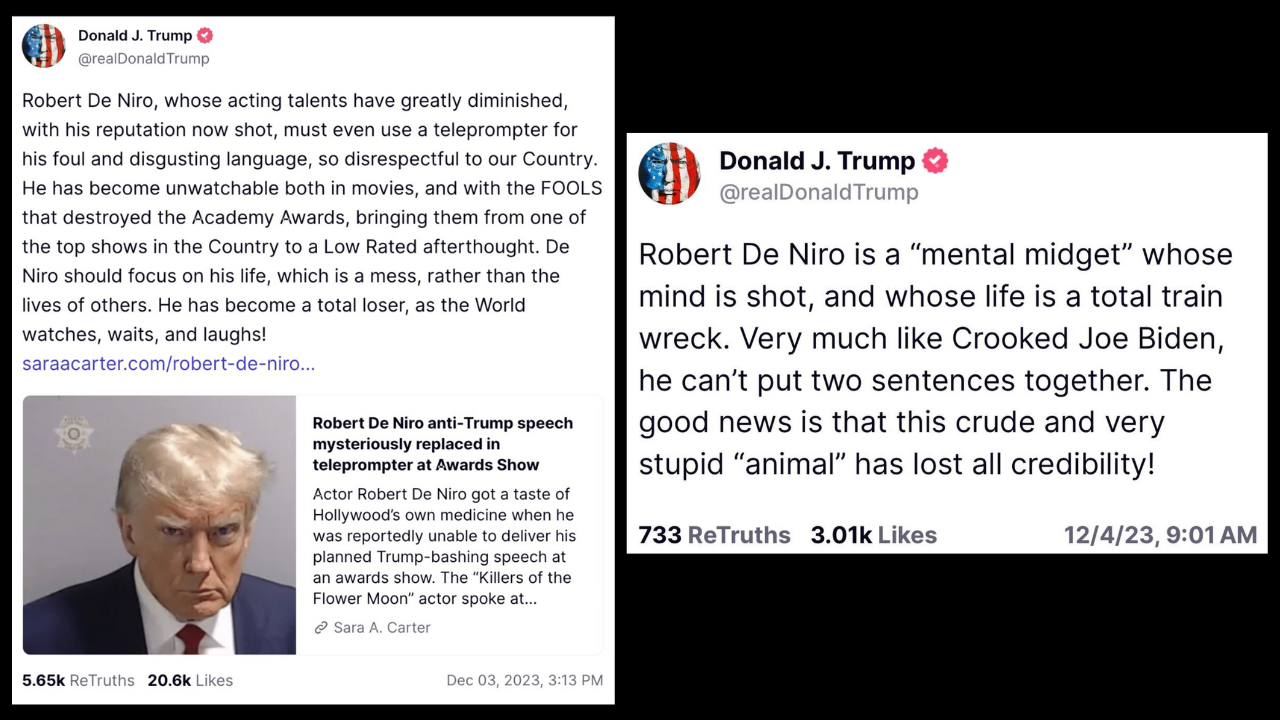 Donald Trump Calls Robert De Niro A 'Mental Midget' After Actor's Award ...