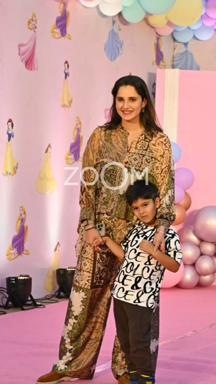 Sania Mirza and her son at the party