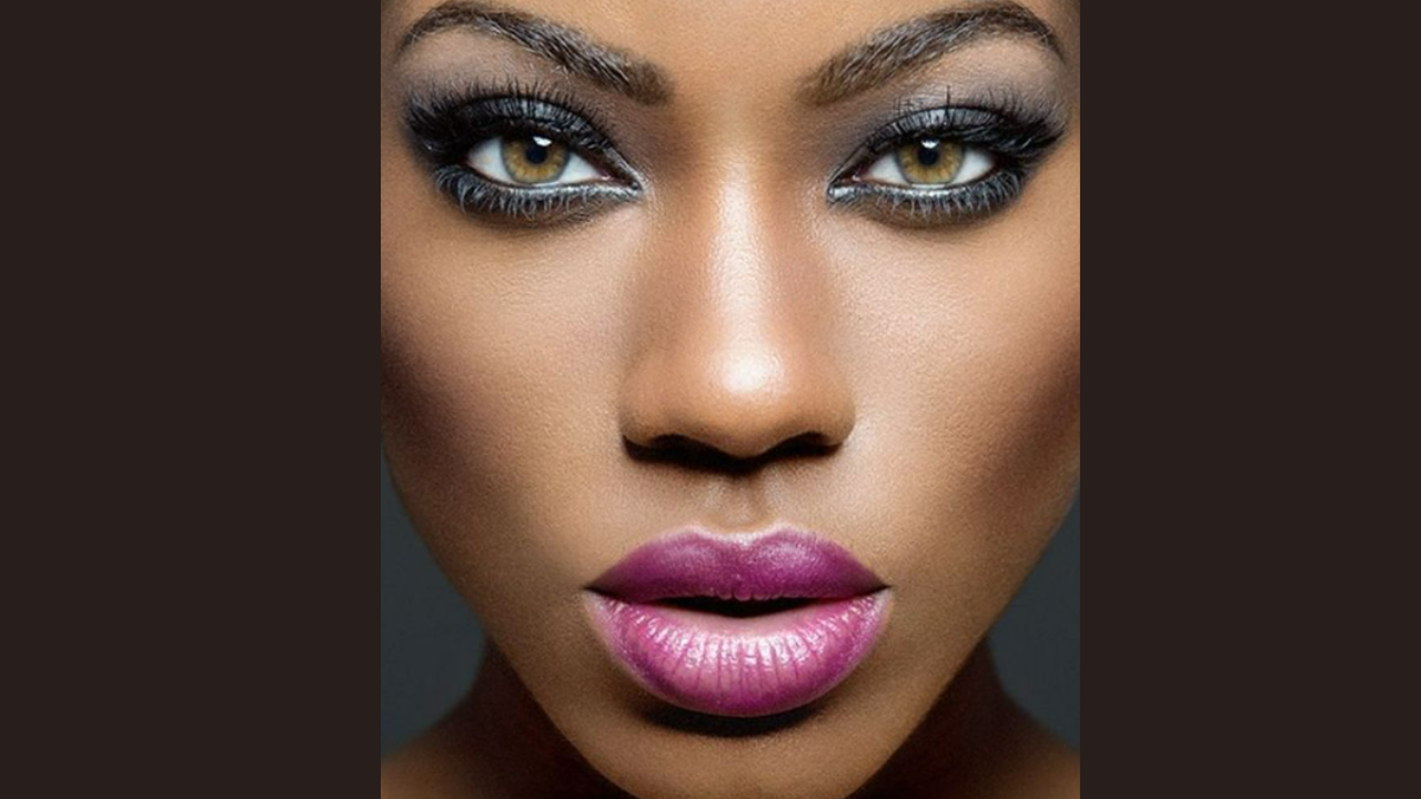 Black Eyeshadow With Pink Lipstick - For Dark Skin