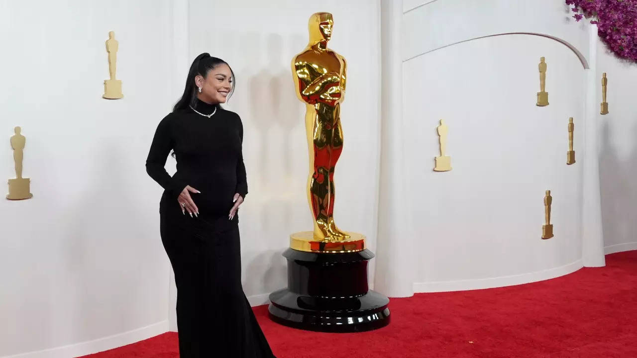 Vanessa Hudgens Debuts Baby Bump At Oscars 2024 Red Carpet Hollywood