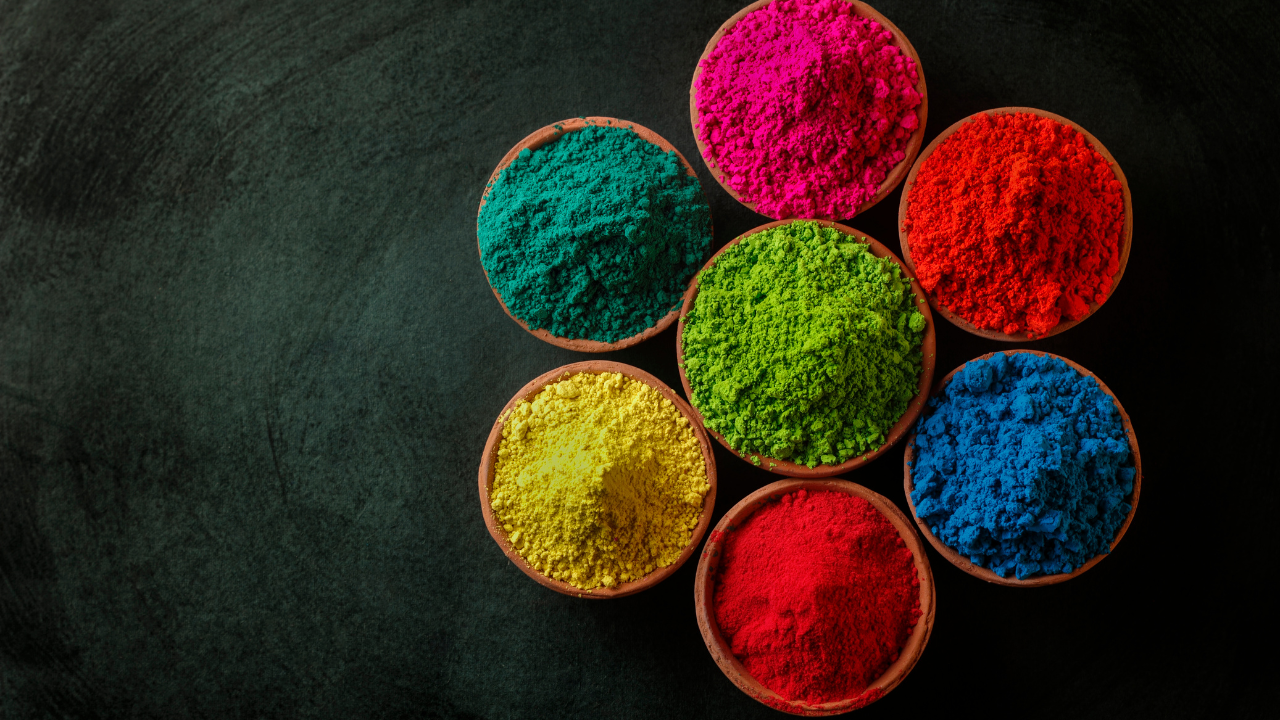 Premium Photo | Gulal pigments for holi festival of colours