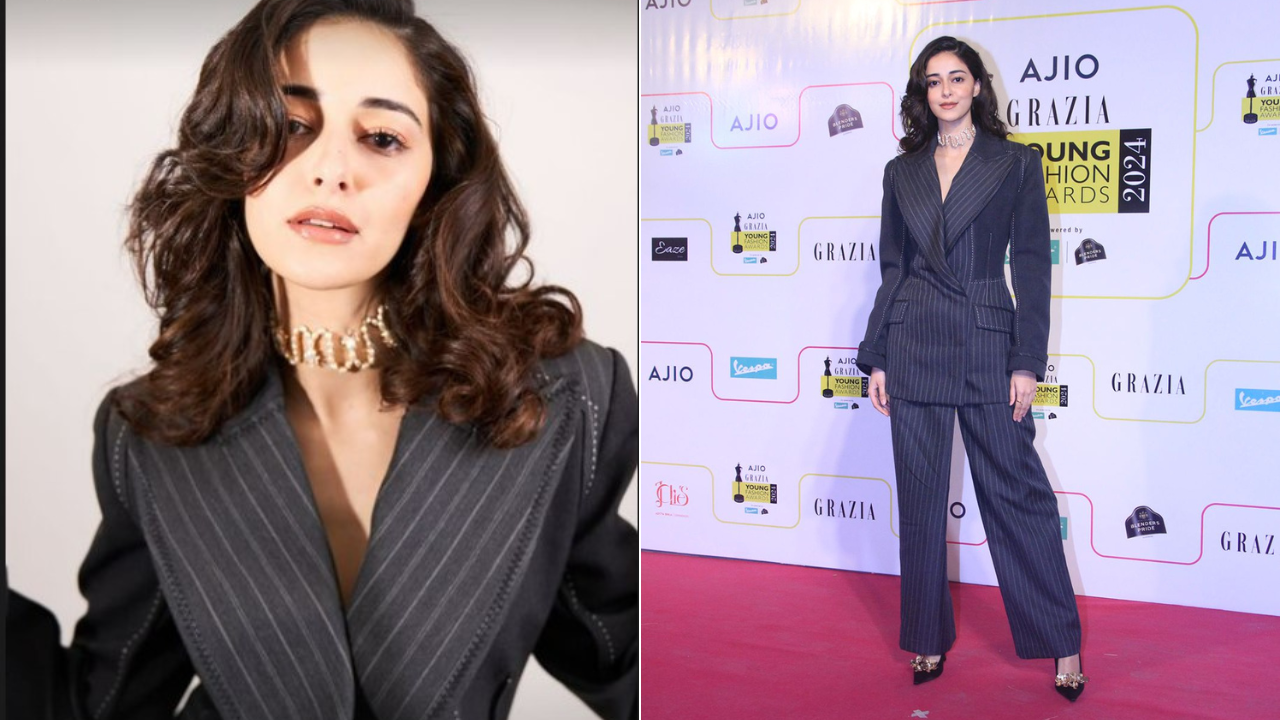 Ananya Panday Slays In Striped Power Suit Inspired By Karisma Kapoor At  AJIO Grazia Young Fashion Awards 2024 | Celeb Style News - Times Now