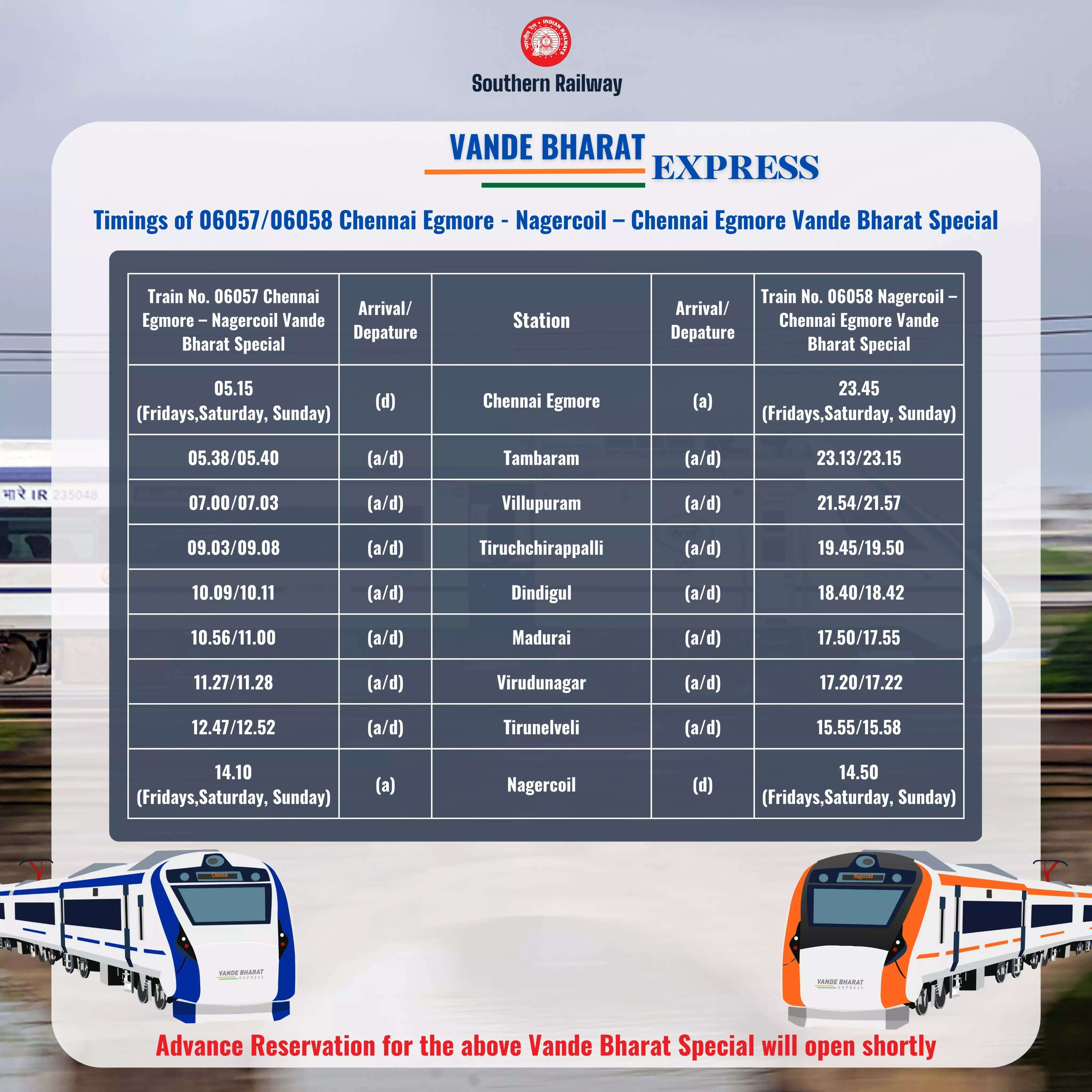 chennai-vande-bharat-specials-to-run-between-chennai-egmore-and