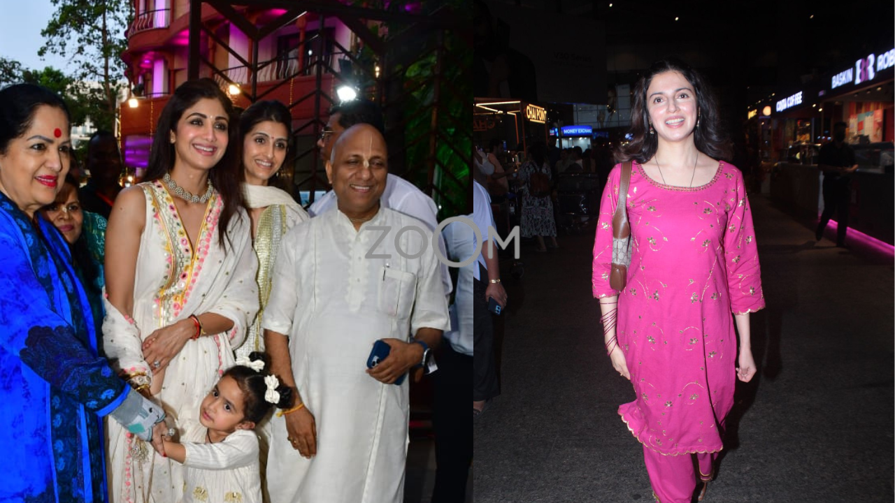 ZoomIn Shilpa Shetty And Family Visit Iskcon Temple Divya Khosla Kumar Captured At Airport