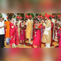 Inside Ambanis Mass Wedding Gold Mangalsutras Rings 1 Lakh Cheques for 50 Couples  VIDEO