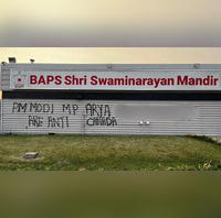 Hindu Temple Defaced In Canada With Comments Against PM Modi
