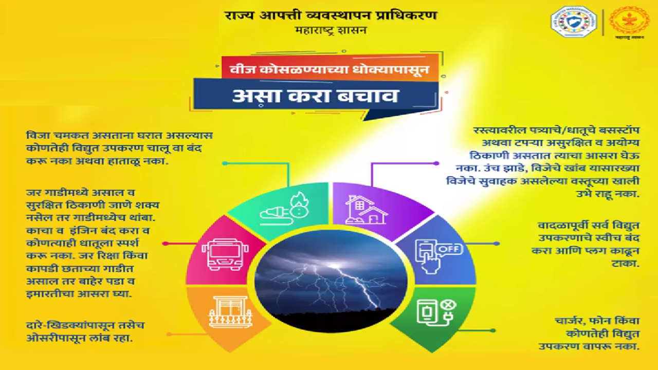 पावसाळ्यात वीज कोसळण्याचे प्रकार सर्वाधिक घडतात पाऊस पडण्याच्या आधी आकाशात ढग जमतात आणि काही मिनिटात गडगडाटी वादळासह विजा चमकतात आणि मोठ्या आवाजासह कुठेतरी पडतात