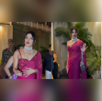 Priyanka Chopras Magenta Saree Gets Sultry Desi Girl Spice Through Strappy Blouse At Brothers Wedding Festivities