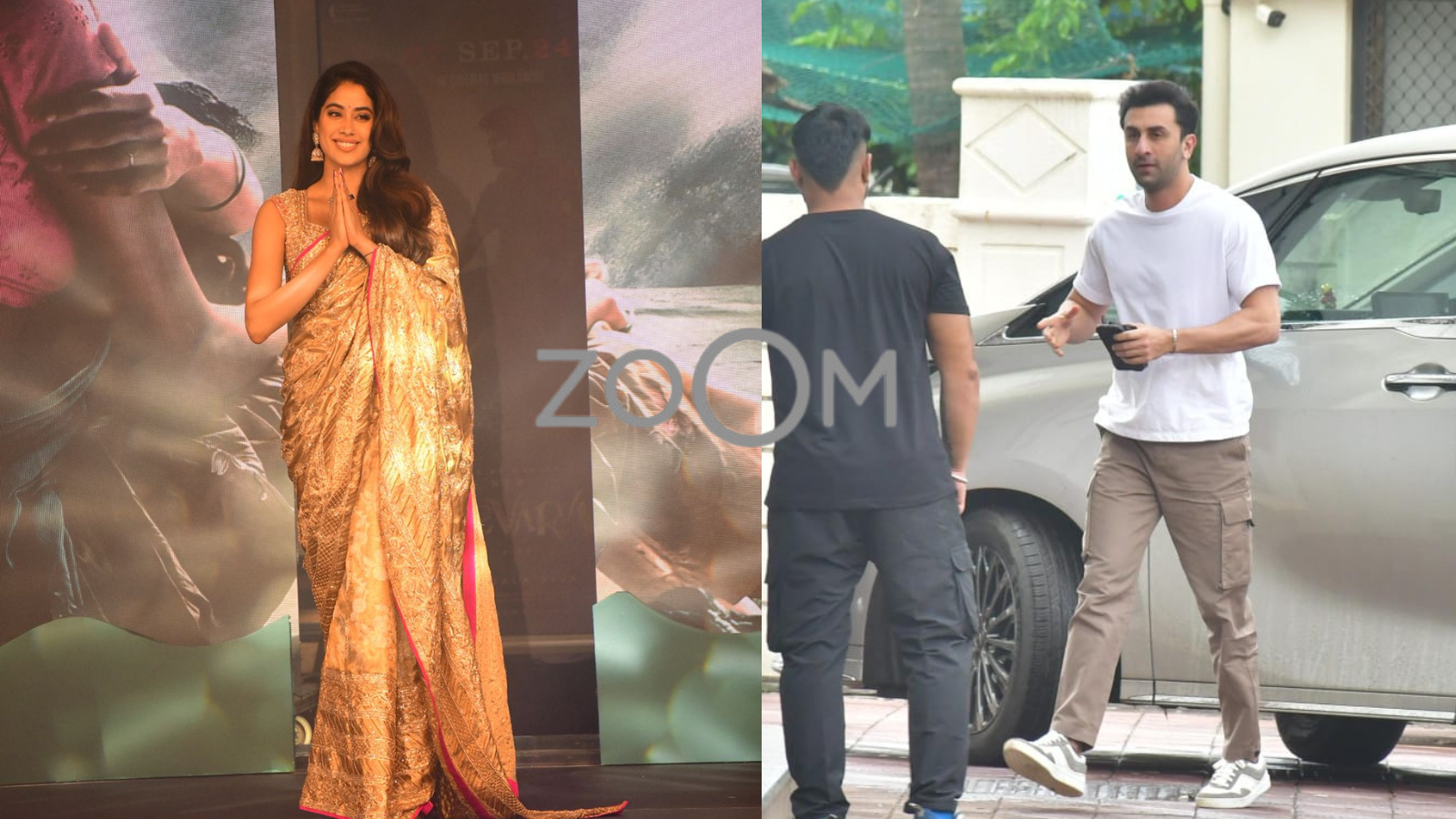 Janhvi Kapoor Captured At Trailer Launch Of Devara Ranbir Kapoor Spotted In City  ZoomIn