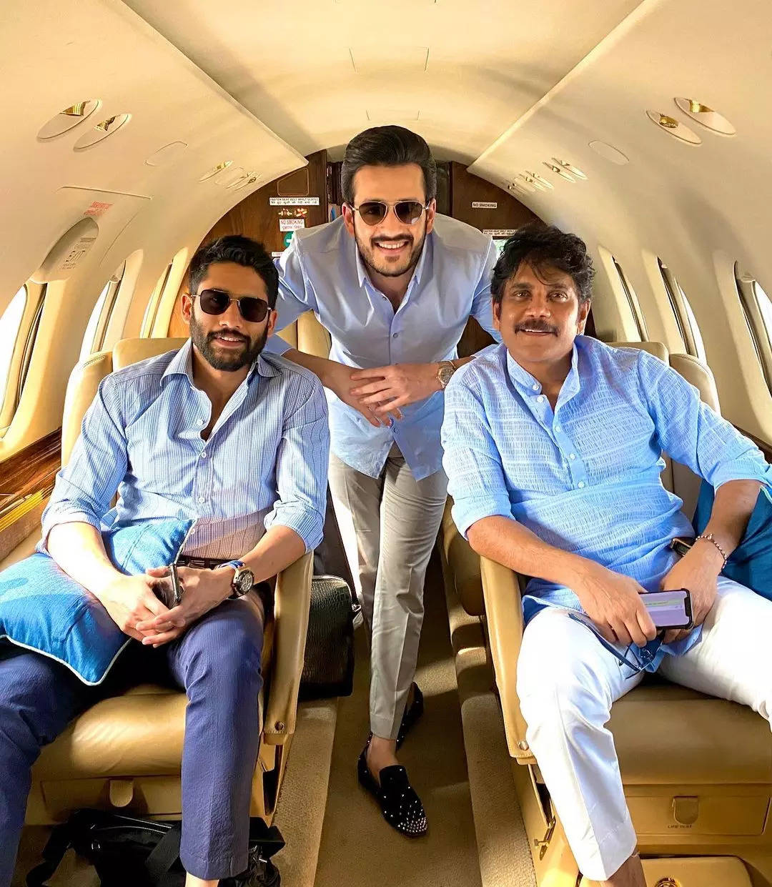 Chay with father Nagarjuna and brother Akhil