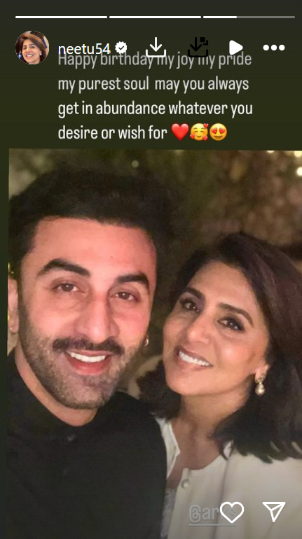 Ranbir Kapoor Receives Special Birthday Wish From Mom Neetu Kapoor My Joy My Pride