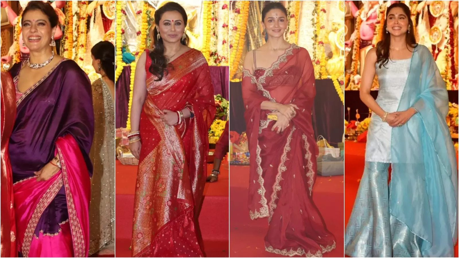 Cousins Kajol Rani Mukerji To Alpha Co-Stars Alia Bhatt And Sharvari B-Town Celebrates Durga Ashtami