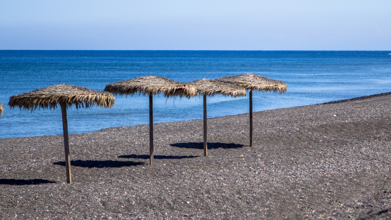 Perissa Beach Santorini Greece