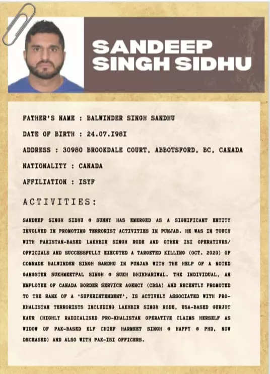 Wanted Terrorist Sandeep Singh Sidhu Is Canada Border Services Agency Employee